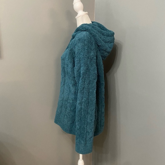 BAREFOOT DREAMS Womens Pullover Fuzzy Hoodie Deep Teal 1X Cabincore Cozy Lounge - Picture 3 of 16